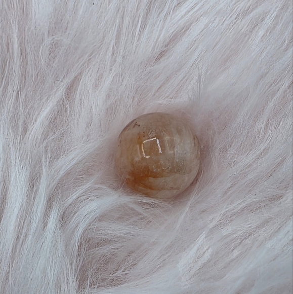 Strawberry Quartz Crystal Stone Sphere & Wooden Sphere Display Holder - Picture 6 of 9